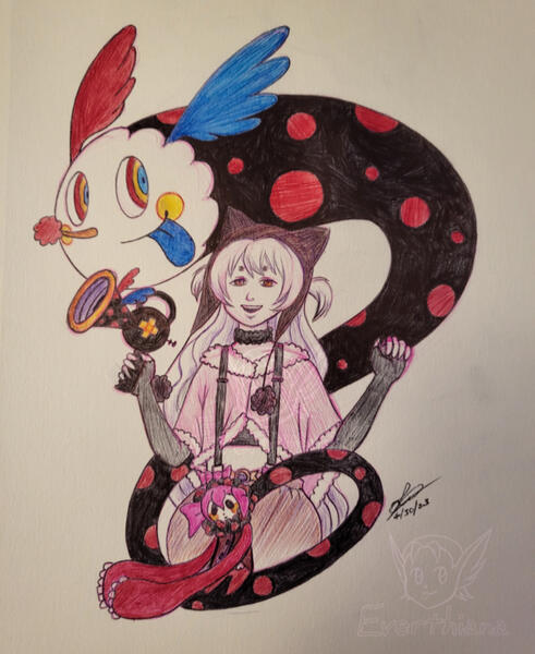 Traditional art fanart of Nagisa from Puella Magi Madoka Magica