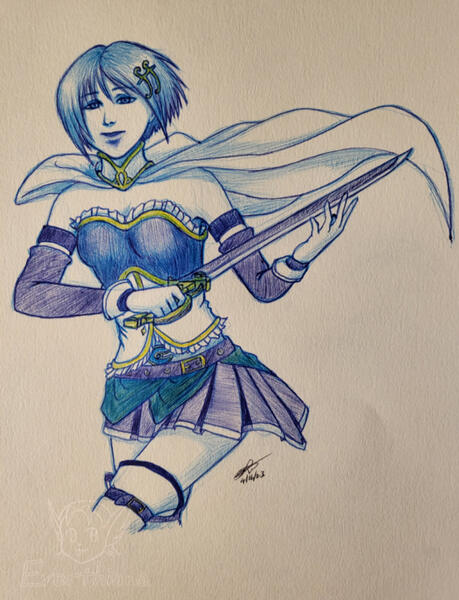 Traditional art fanart of Sayaka from Puella Magi Madoka Magica